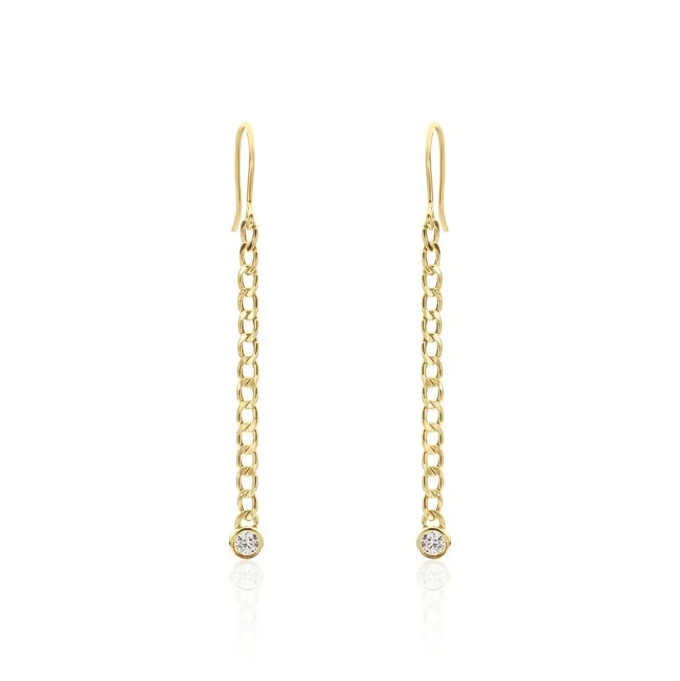 Boucles D'oreilles Pendantes Vienne Or Jaune Oxyde De Zirconium