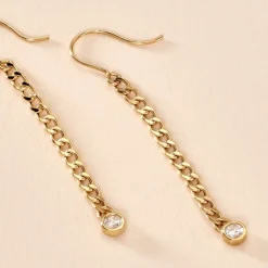 Boucles D'oreilles Pendantes Vienne Or Jaune Oxyde De Zirconium