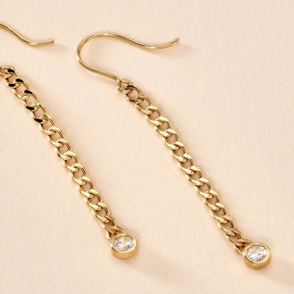Boucles D'oreilles Pendantes Vienne Or Jaune Oxyde De Zirconium