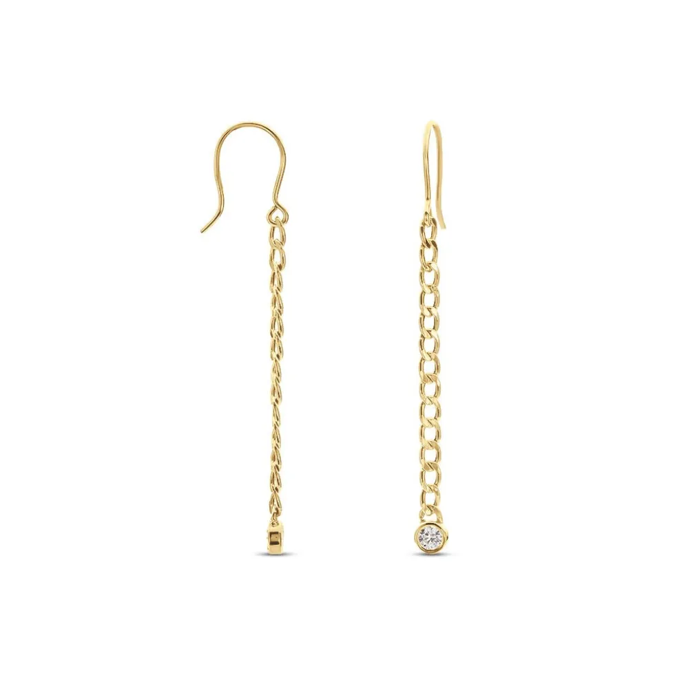 Boucles D'oreilles Pendantes Vienne Or Jaune Oxyde De Zirconium