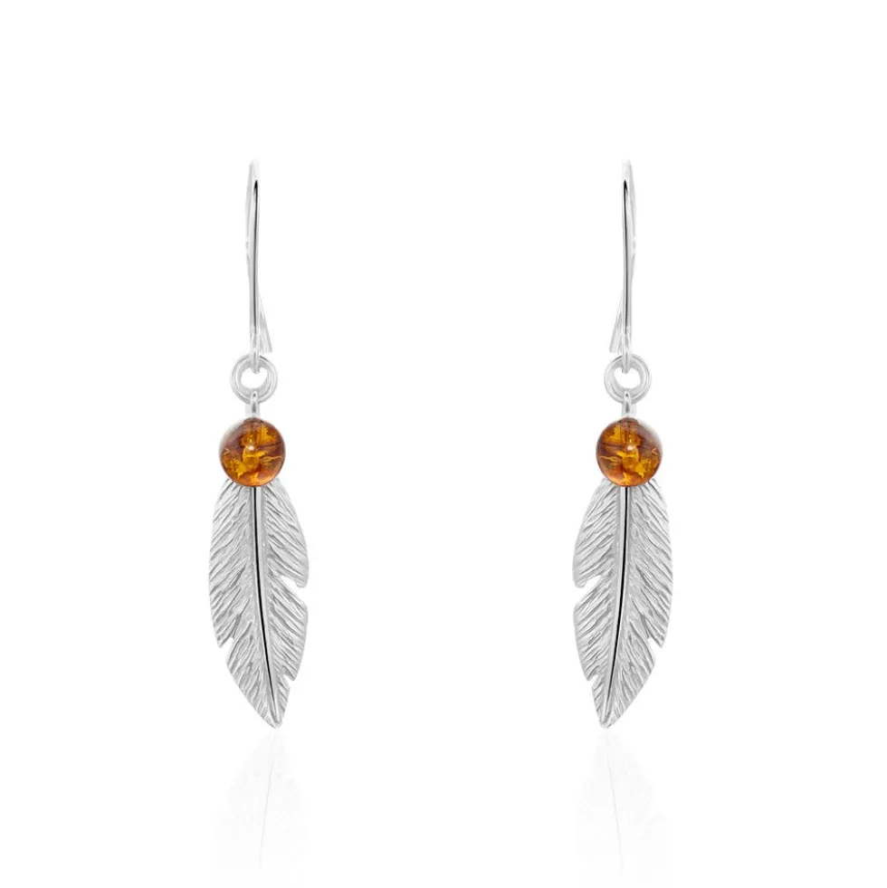 Boucles D'oreilles Pendantes Argent Blanc Adriane Ambres