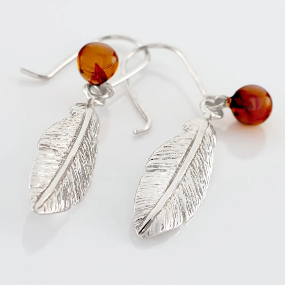 Boucles D'oreilles Pendantes Argent Blanc Adriane Ambres