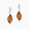 Boucles D'oreilles Pendantes Vyara Argent Blanc Ambre