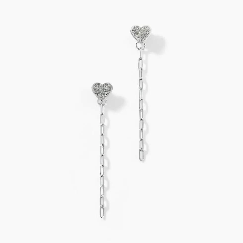 Boucles D'oreilles Pendantes Etincelante Argent Blanc
