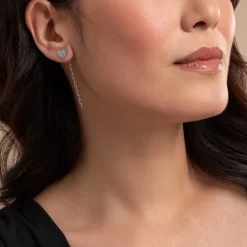 Boucles D'oreilles Pendantes Etincelante Argent Blanc