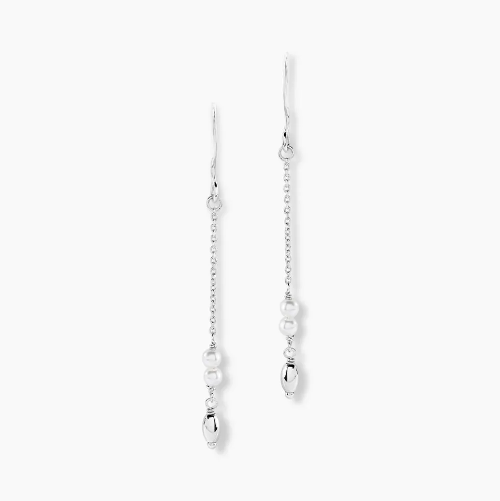 Boucles D'oreilles Pendantes Felisia Argent Blanc Cristaux Swarovski