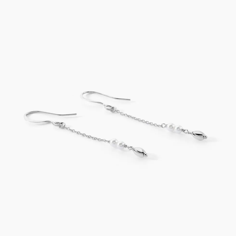 Boucles D'oreilles Pendantes Felisia Argent Blanc Cristaux Swarovski