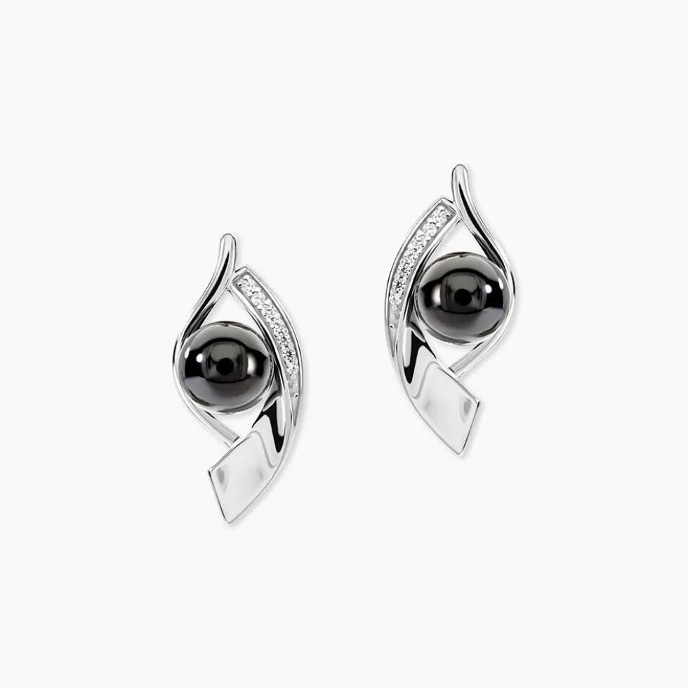 Boucles D'oreilles Pendantes Sharon Argent Blanc Céramique Et Oxyde