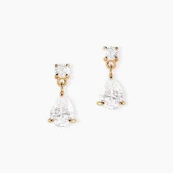 Boucles D'oreilles Pendantes Naellya Plaqué Or Oxyde De Zirconium