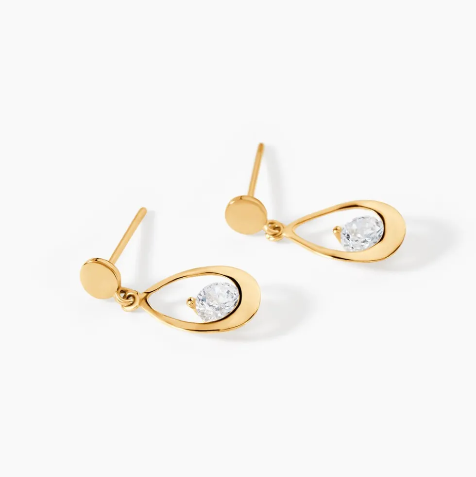 Boucles D'oreilles Pendantes Phaenna Or Jaune Oxyde De Zirconium
