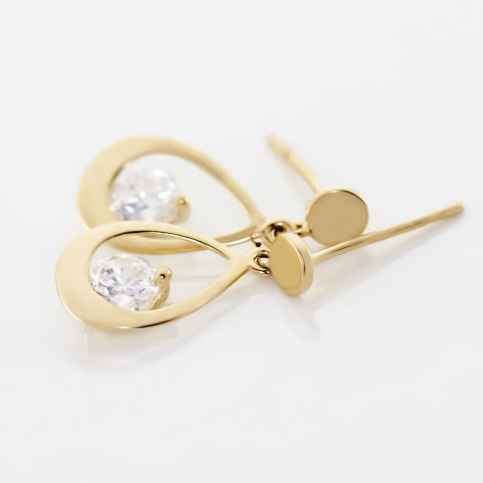 Boucles D'oreilles Pendantes Phaenna Or Jaune Oxyde De Zirconium