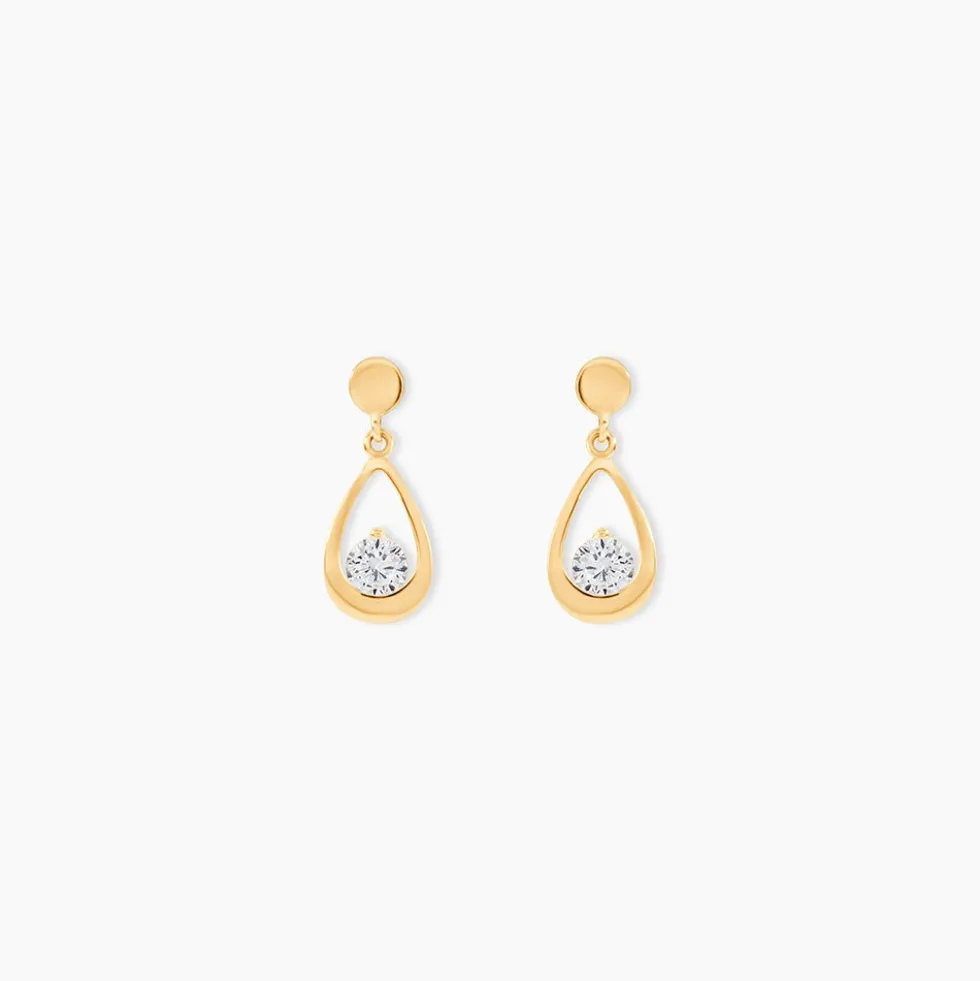 Boucles D'oreilles Pendantes Phaenna Or Jaune Oxyde De Zirconium