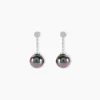 Boucles D'oreilles Pendantes Semi-ronde Or Blanc Perle De Tahiti