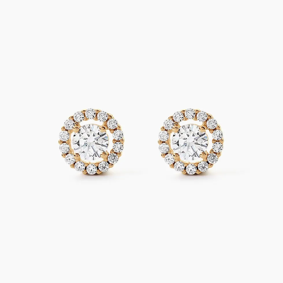 Boucles D'Oreilles Puces Annissa Plaqué Or Jaune Oxyde De Zirconium