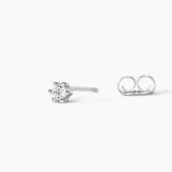 Boucles D'oreilles Puces Allison Argent Blanc Oxyde De Zirconium