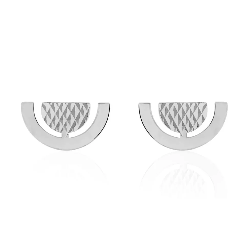 Boucles D'oreilles Puces Argent Blanc