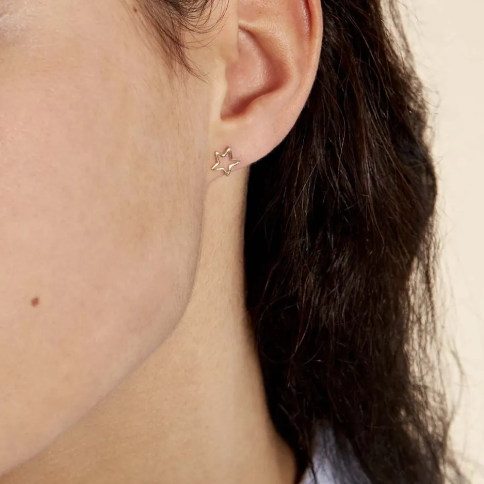 Boucles D'oreilles Puces Alphonsine Etoile De Mer Or Jaune