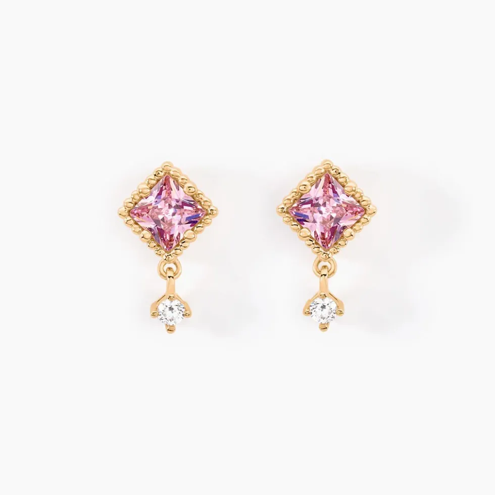 Boucles D'oreilles Puces Azel Plaqué Or Jaune Oxyde De Zirconium