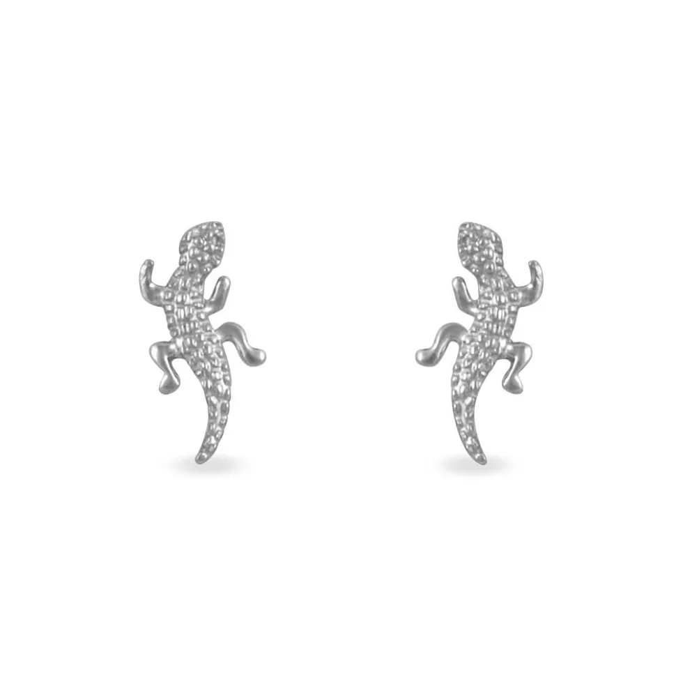 Boucles D'oreilles Puces Azzedine Salamandre Or Blanc
