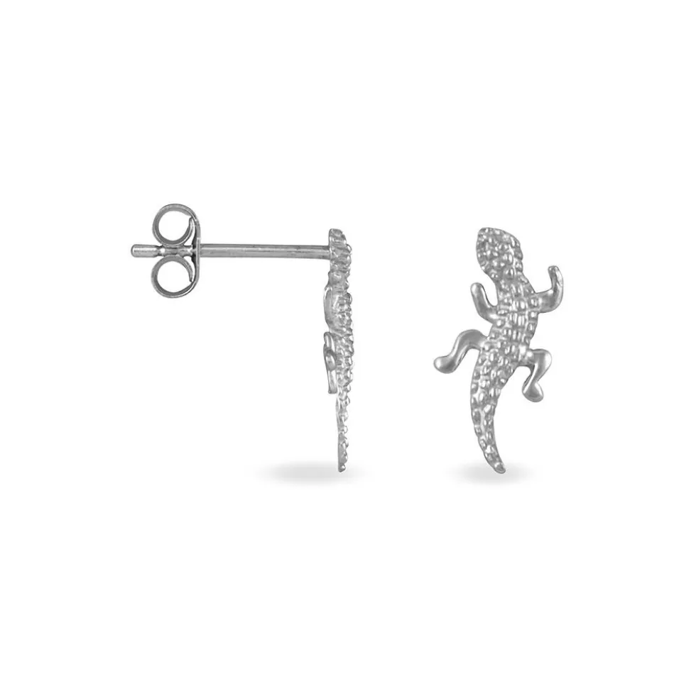 Boucles D'oreilles Puces Azzedine Salamandre Or Blanc