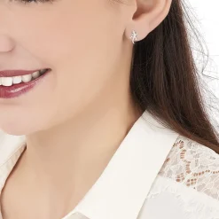 Boucles D'oreilles Puces Azzedine Salamandre Or Blanc