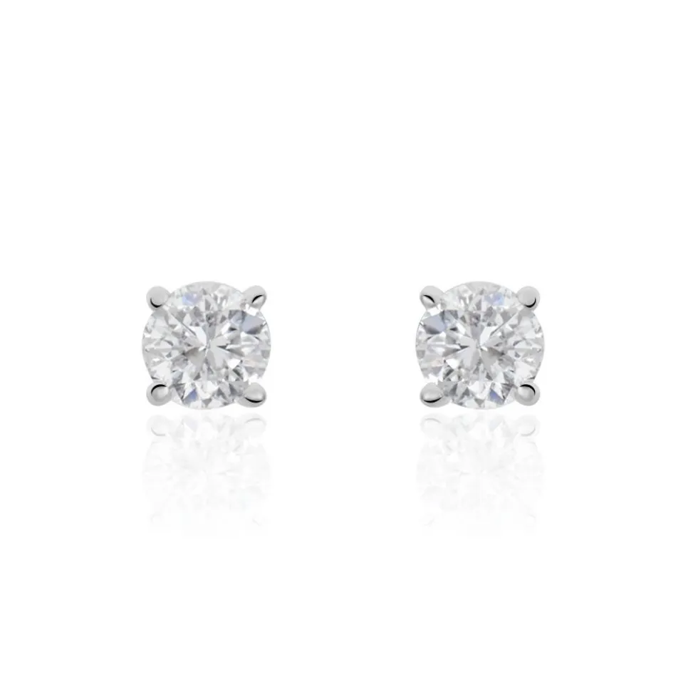 Boucles D'oreilles Puces Aphrodite Or Blanc Diamant