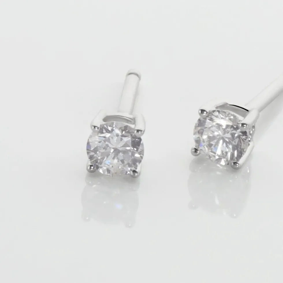 Boucles D'oreilles Puces Aphrodite Or Blanc Diamant