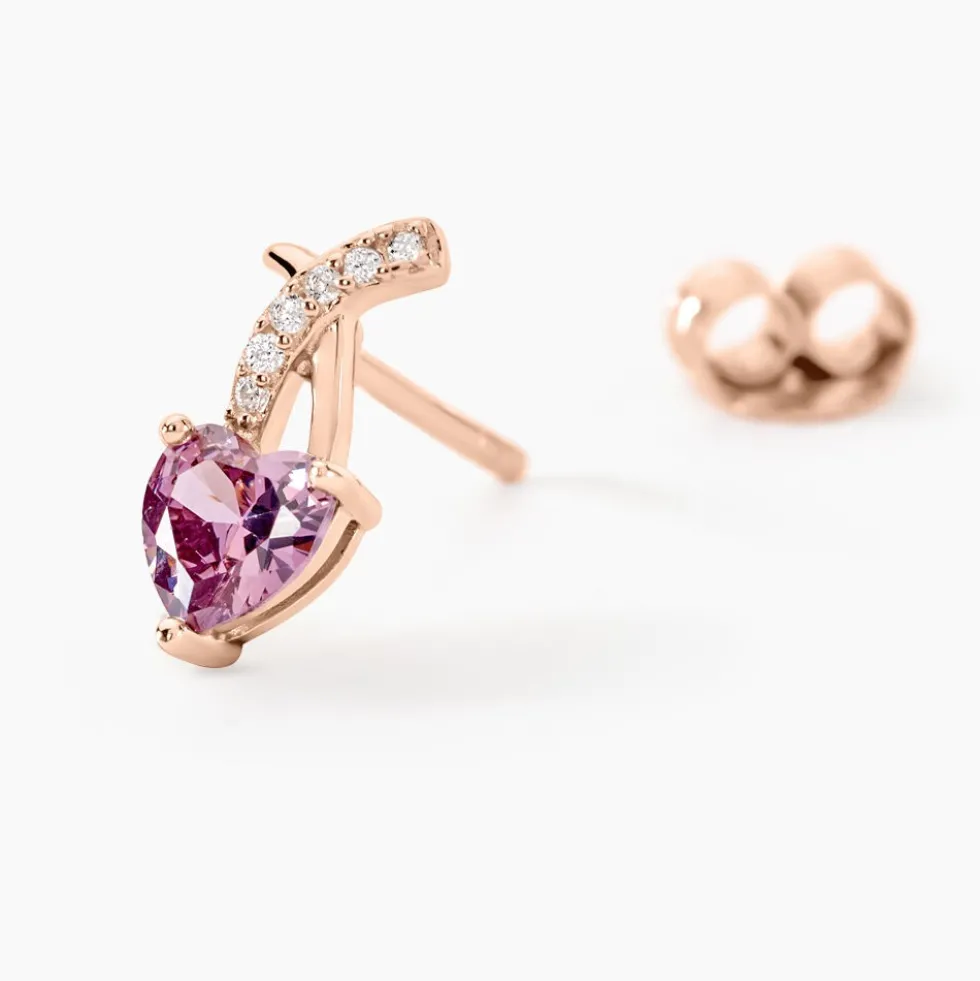 Boucles D'oreilles Puces Argent Rose Avalon Oxyde De Zirconium