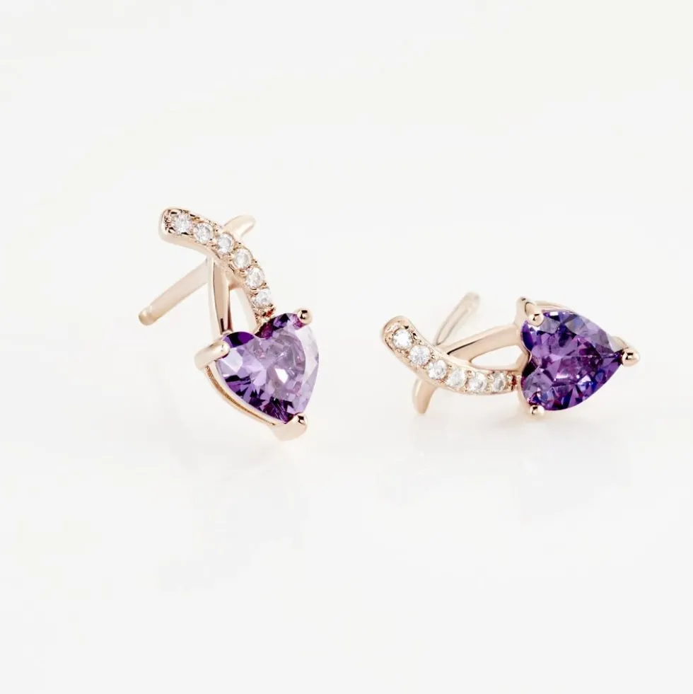 Boucles D'oreilles Puces Argent Rose Avalon Oxyde De Zirconium