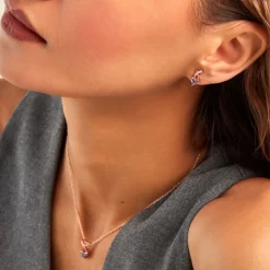 Boucles D'oreilles Puces Argent Rose Avalon Oxyde De Zirconium