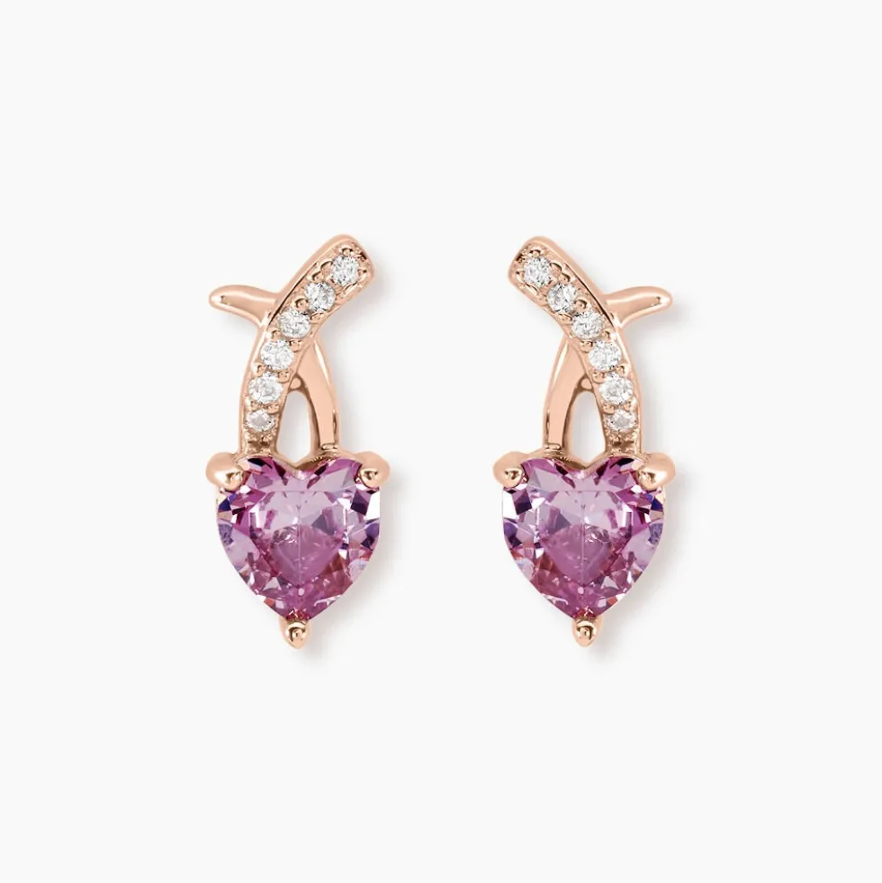 Boucles D'oreilles Puces Argent Rose Avalon Oxyde De Zirconium