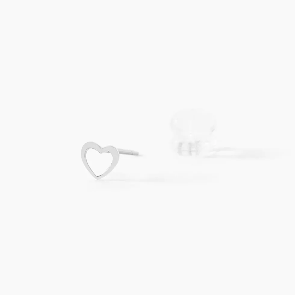 Boucles D'oreilles Puces Anne-maudae Coeurs Or Blanc