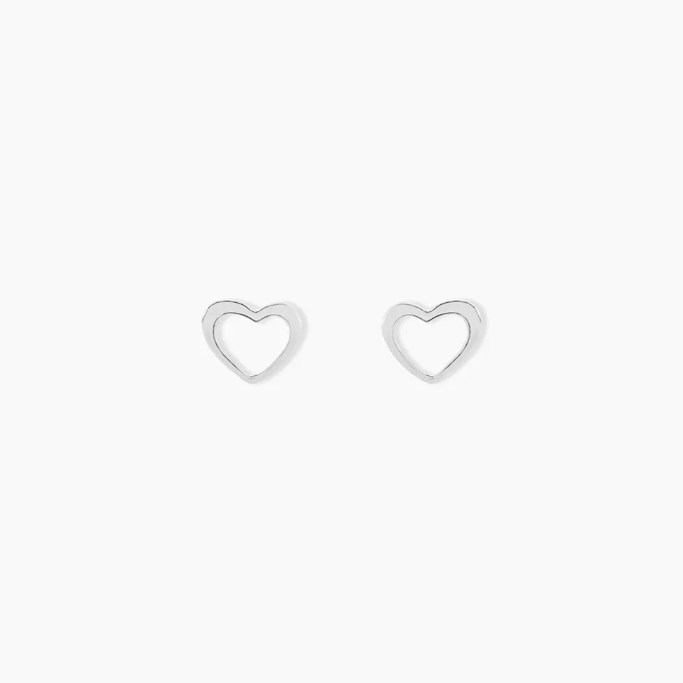 Boucles D'oreilles Puces Anne-maudae Coeurs Or Blanc