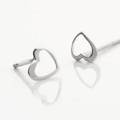 Boucles D'oreilles Puces Anne-maudae Coeurs Or Blanc