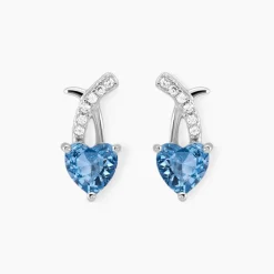 Boucles D'oreilles Puces Avalon Argent Blanc Oxyde De Zirconium