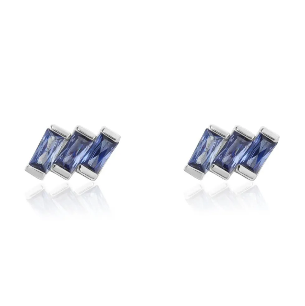Boucles D'oreilles Puces Andy Argent Blanc Oxyde De Zirconium