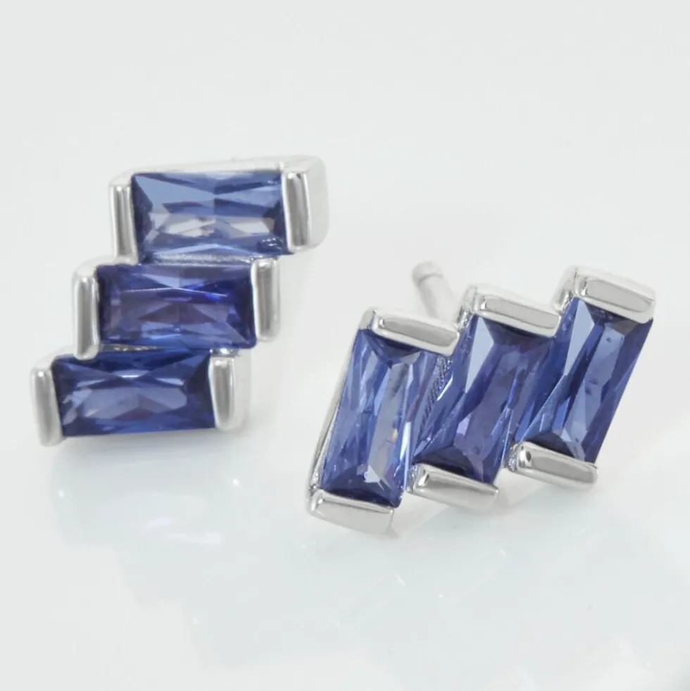Boucles D'oreilles Puces Andy Argent Blanc Oxyde De Zirconium
