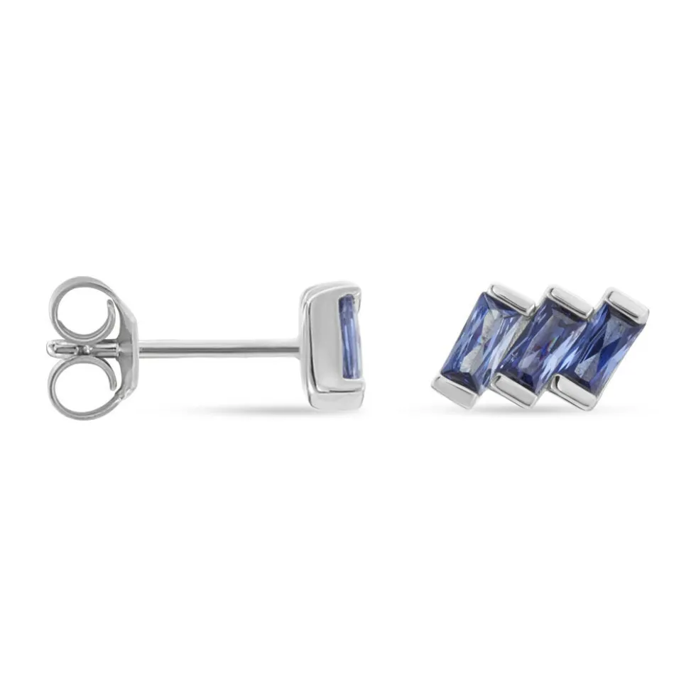 Boucles D'oreilles Puces Andy Argent Blanc Oxyde De Zirconium