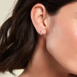 Boucles D'oreilles Puces Arika Argent Blanc Oxyde De Zirconium