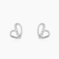 Boucles D'oreilles Puces Arika Argent Blanc Oxyde De Zirconium