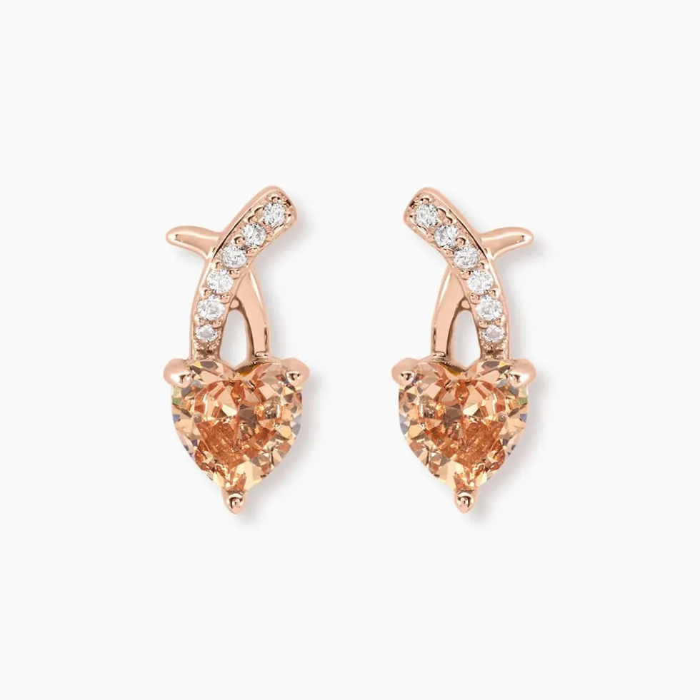 Boucles D'oreilles Puces Avalon Argent Rose Oxyde De Zirconium