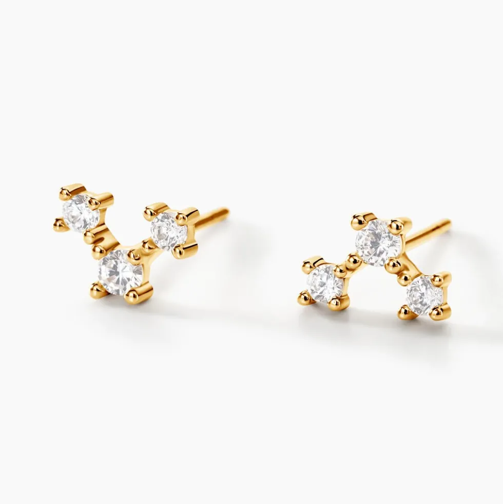 Boucles D'oreilles Puces Athanas Or Jaune Oxyde De Zirconium