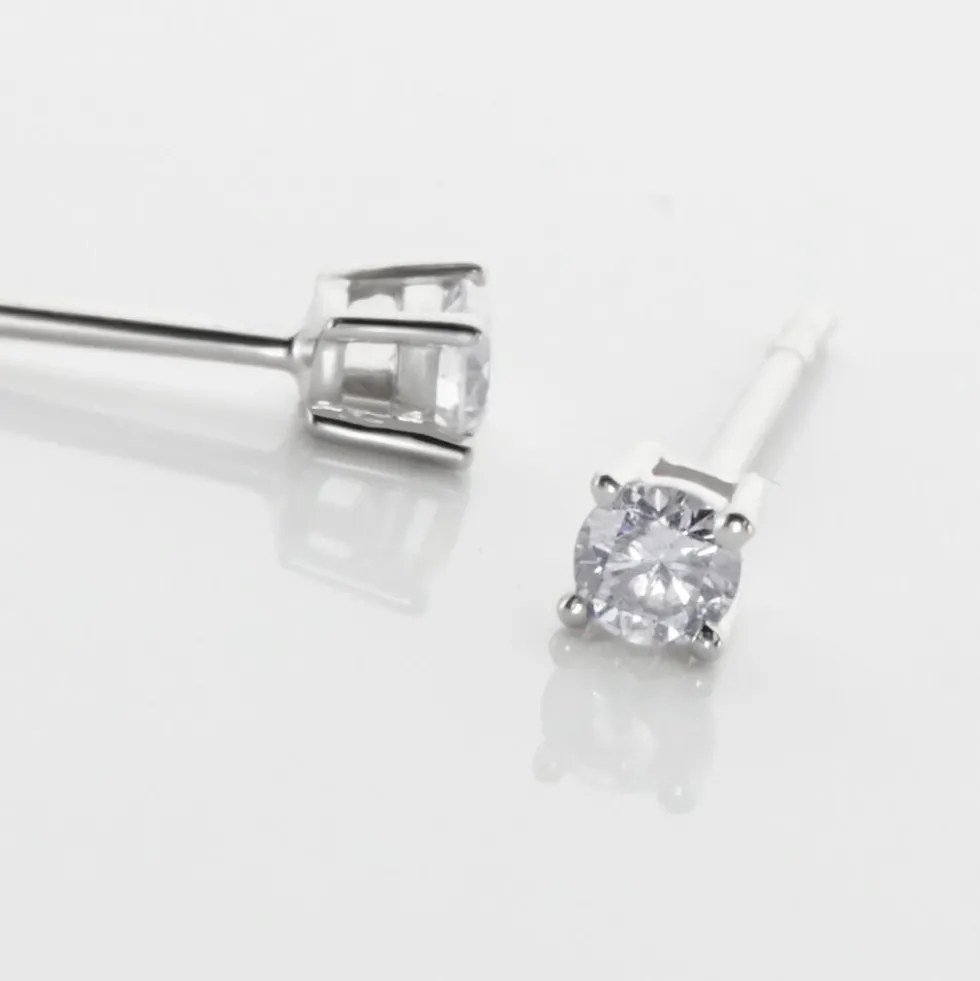 Boucles D'oreilles Puces Aphrodite Or Blanc Diamant