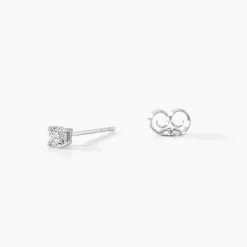 Boucles D'oreilles Puces Aphrodite Or Blanc Diamant