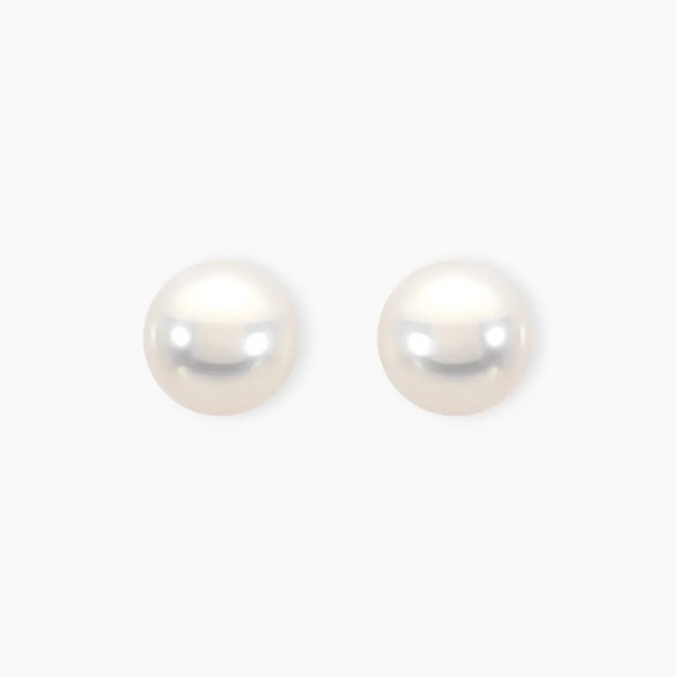 Boucles D'oreilles Puces Akoya Or Jaune Perle De Culture D'akoya