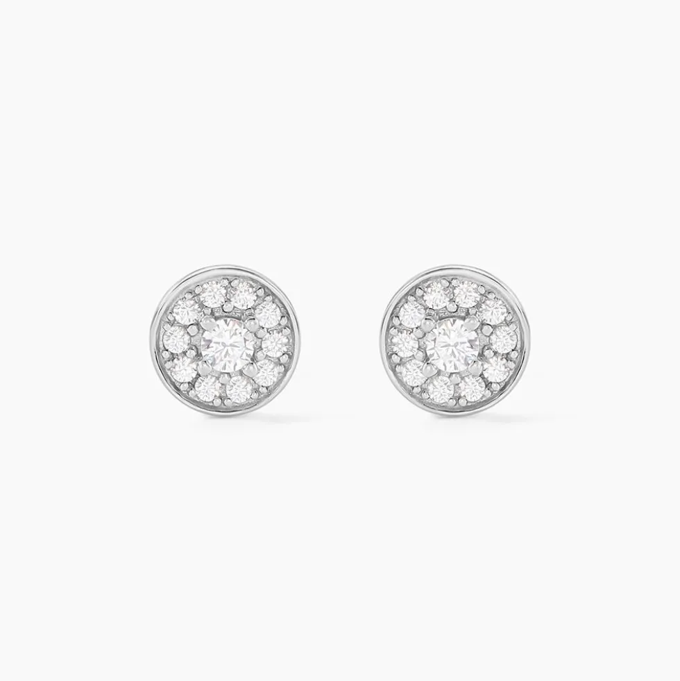 Boucles D'oreilles Puces Auxana Argent Blanc Oxyde De Zirconium