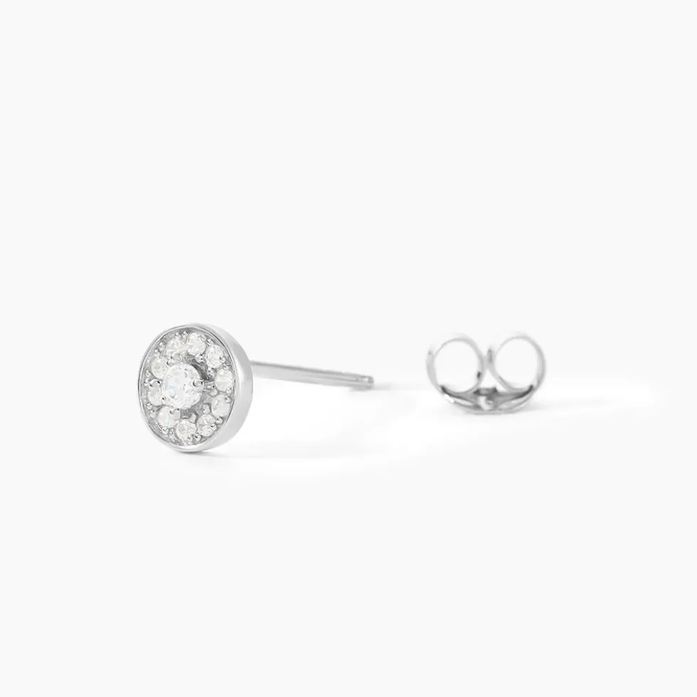 Boucles D'oreilles Puces Auxana Argent Blanc Oxyde De Zirconium