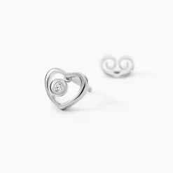 Boucles D'oreilles Puces Ashley Argent Blanc Oxyde De Zirconium