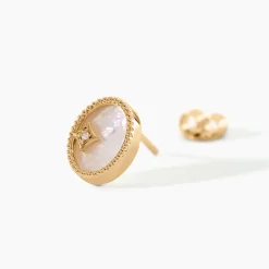 Boucles D'Oreilles Puces Astria Plaqué Or Jaune Nacre