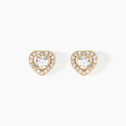 Boucles D'oreilles Puces Alais Plaqué Or Jaune Oxyde De Zirconium